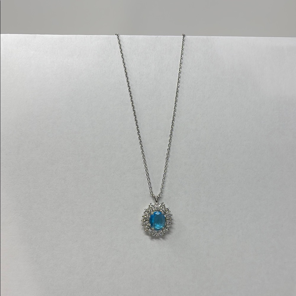 Blue and Silver Gemstone Necklace